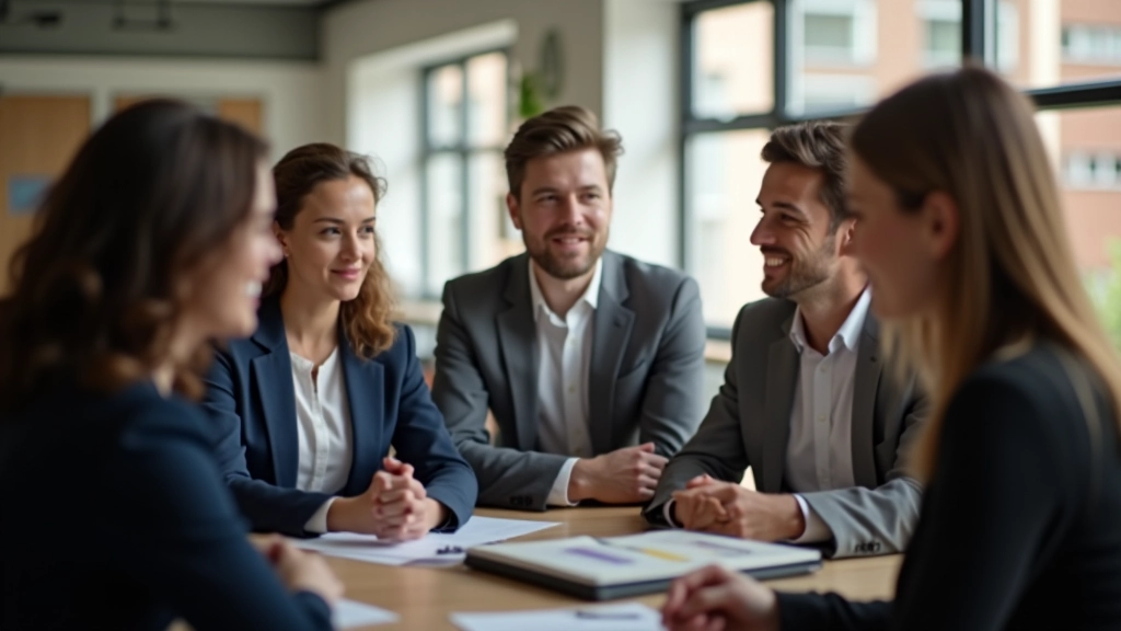 Team members having a conversation